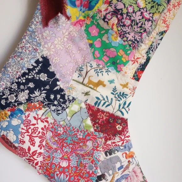 Liberty Art Fabric Tana Lawn Patchwork Quilted Christmas Stocking Bespoke OOAK - Picture 7 of 14